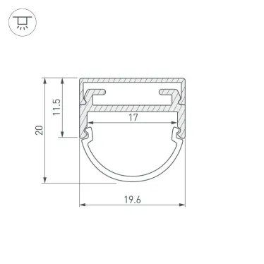 Профиль ARH-WIDE-B-H20-2000 ANOD (ARL, Алюминий)
