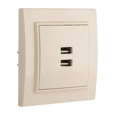 Розетка Минск USB 2-местная СП 2,1А бежевая