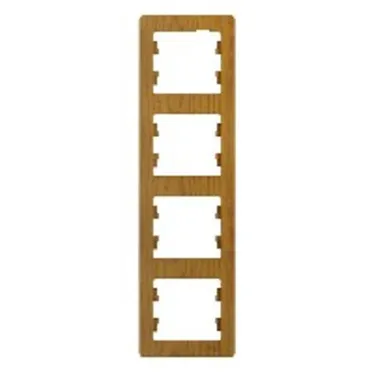 GLOSSA Рамка 4 поста вертикальная дуб