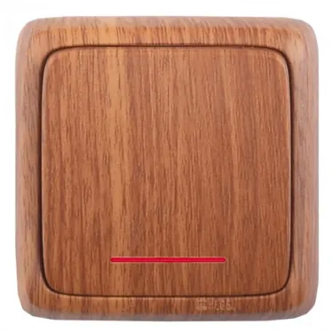 Переключатель одноклавишный наружный с изоляционной пластиной с индикацией дуб 16А