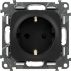Valena ALLURE Розетка силовая 2К+З 16А 250В со шторками безвинтовые зажимы с лицевой панелью антрацит