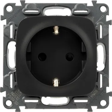 Valena ALLURE Розетка силовая 2К+З 16А 250В со шторками безвинтовые зажимы с лицевой панелью антрацит