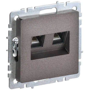 BRITE Розетка двойная RJ11+RJ45 кат.5E РК/Т12-БрТБ темная бронза