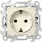Розетка 2К+З с защитными шторками Push@Go, слоновая кость