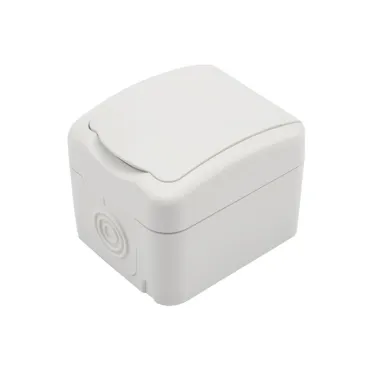 Розетка одноместная Mini OG IP54, с заземлением, о/у, белая