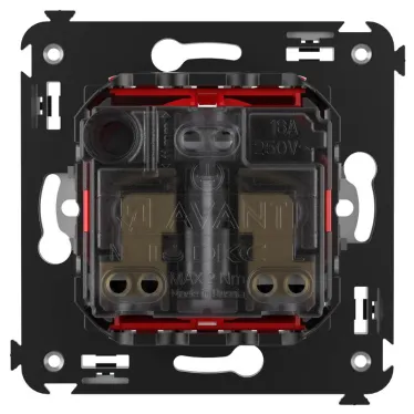 Avanti Розетка в стену, 2P+E, с защитными шторками, ''Красный квадрат''