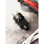 Вилка прямая усиленная с заземлением черная 16А 250В Proxima