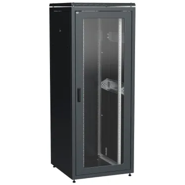 Шкаф сетевой 19' LINEA N 42U 800х800мм стеклянная передняя дверь задняя металлическая черный