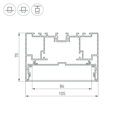 Профиль с экраном S2-LINE-10570-2500 ANOD+OPAL (ARL, Алюминий)