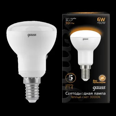 Лампа светодиодная LED 6 Вт 500 лм 3000К грибок R50 теплый E14 AC 220В Black Gauss