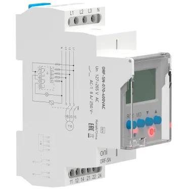 Реле фаз ORF-SN 3ф. 2 конт. 70-400В AC с контр. нейтр. ONI