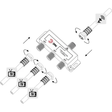 Делитель ТВ D-F-SAT-03 3 ответвления под F разъём 5-2500 МГц