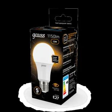 Лампа светодиодная LED 12 Вт 1150 лм 3000К А60 груша теплый E27 AC 220В Black Gauss