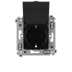 Avanti Розетка с крышкой в стену, 2P+E, ''Черный квадрат''