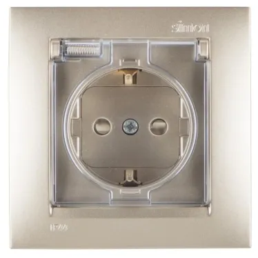 15 Розетка с заземлением 2Р+Е защитные шторки и крышка IP44 16А 250В винтовые зажимы шампань