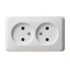 ЭТЮД Розетка двойная наружная без заземления без шторок белая