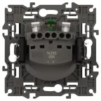 Розетка 2P+E Schuko со шторками с крышкой, 16А-250В, Эра Elegance, антрацит, 14-2103-05