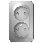 Розетка BLANCA наружная двойная, без заземления, со шторками, с изолирующей пластиной, 16А, 250В, алюминий