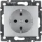 VALENA Розетка с заземлением со шторками в рамку алюминий