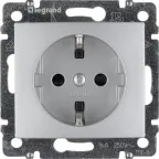 VALENA Розетка с заземлением со шторками в рамку алюминий