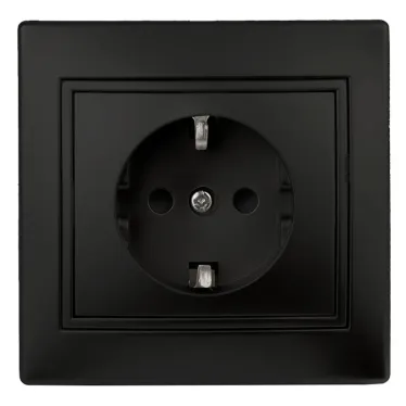 Розетка Intro Plano 1-202-05 с заземлением 2P+E Schuko, 16А-250В, IP20, СУ, антрацит