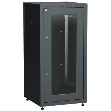 Шкаф LINEA E 18U 600х600мм двери 2шт стекло и металл черный