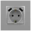 Розетка 2P+E 16A-250В, штор. с 2xUSB 5В-3А, Эра Elegance, алюминий 14-4109-03
