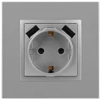 Розетка 2P+E 16A-250В, штор. с 2xUSB 5В-3А, Эра Elegance, алюминий 14-4109-03