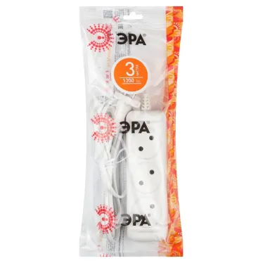 Удлинитель электрический без заземления 3 розетки 3м ШВВП 2x0,75мм2 6А UX-3-3m ЭРА