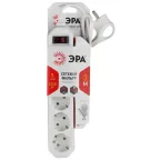 Фильтр сетевой 5х3м 10А с/з с выключателем белый