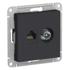 Розетка ATLASDESIGN двойная компьютерная+ТВ RJ45+TV категория 5E механизм карбон