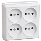 Розетка четырехместная без заземления 10А белая