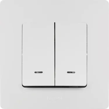 ETIKA Выключатель двухклавишный с подсветкой белый безвинтовые зажимы 10АХ