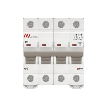 Выключатель автоматический AV-10 4P 1A (C) 10kA AVERES