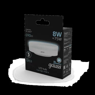 Лампа светодиодная LED 8 Вт 690 лм 4100К таблетка нейтральный GX53 AC 220В Black Gauss