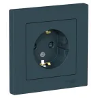 Розетка ATLASDESIGN с заземлением со шторками 16А в сборе изумруд