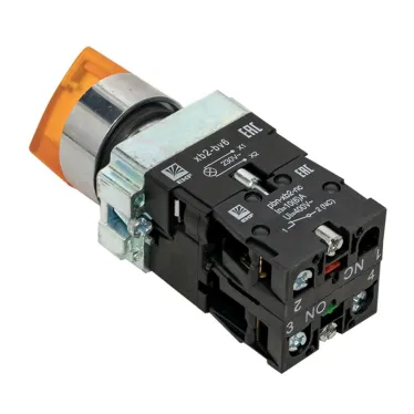 Переключатель BD21 2P c желтой подстветкой 230В NO PROxima