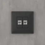 Avanti Компьютерная розетка RJ-45 без шторки в стену, кат.5e двойная экранированная, Черный матовый