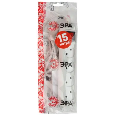 Удлинитель электрический U-4s-1,5m-2x1 без заземления c выключателем 4 розетки 1,5м ПВС 2x1мм2 10А