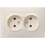 КВАРТА Розетка двойная без заземления в сборе без шторок кремовый