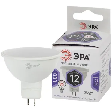 Лампа светодиодная LED MR16-12W-860-GU5.3 (диод софит 12Вт холод GU5.3) (10/100/4200)