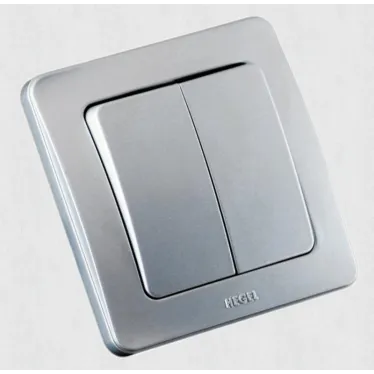 Выключатель двухклавишный скрытый серебро 16А