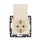 VALENA Розетка с заземлением с крышкой в рамку слоновая кость