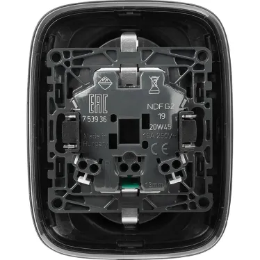 Valena ALLURE Розетка силовая двойная 2х2К+З 16А 250В с лицевой панелью со шторками безвинтовые зажимы антрацит