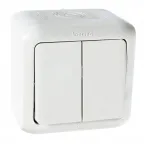 Quteo Выключатель двухклавишный наружный IP44 белый 10А