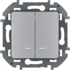 Выключатель двухклавишный с подсветкой/индикацией INSPIRIA 10 AX 250 В~ алюминий