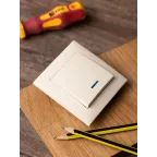 Валенсия выключатель 1-кл. 10А кремовый с индикатором