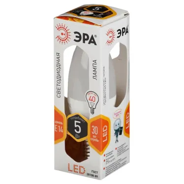 Лампа светодиодная LED B35-5W-827-E14 (диод, свеча, 5Вт, тепл, E14 (10/100/3500)