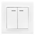 Выключатель Минск двухклавишный СП с индикатором 10А белый