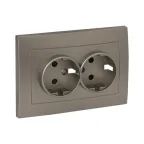 Валенсия лицевая панель розетки 2-местной с/з 16А кашемир с защ. штор.